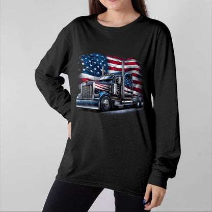 Best Truck Driver Life Shirt, Funny Trucker UnisexT-Shirt/Hoodie/Sweatshirt HLT00 - Semi Truck Driver US Trucker USA Flag Patriotic 4th of July T-Shirt