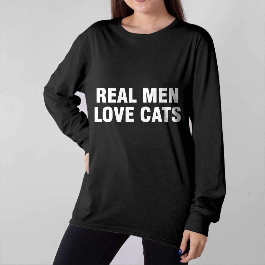 Cat Love Shirt, Funny Cat Lover Gift UnisexT-Shirt/Hoodie/Sweatshirt HLT00 - Real Men Love Cats T-Shirt, Men, Black, 3X-Large