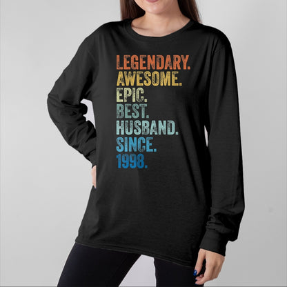 Best Wife Shirt, Wife and Husband Unisex T-Shirt/Hoodie/Sweatshirt HLT00 - Mens Legendary Awesome Epic Best Husband Since 1998 T-Shirt