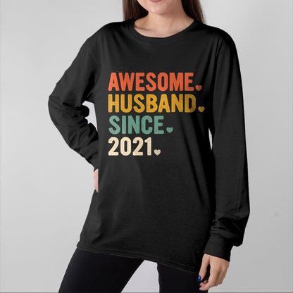 Best Wife Shirt, Wife and Husband Unisex T-Shirt/Hoodie/Sweatshirt HLT00 - 2 Years Anniversary for Him Awesome Husband Since 2021 T-Shirt