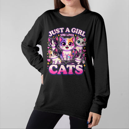 Cat Love Shirt, Funny Cat Lover Gift UnisexT-Shirt/Hoodie/Sweatshirt HLT00 - Cat Just a Girl Who Loves Cats T-Shirt