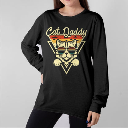 Cat Love Shirt, Funny Cat Lover Gift UnisexT-Shirt/Hoodie/Sweatshirt HLT00 - Cat Daddy Retro Sunglasses Cat Fur Dad Papa Vintage Cat Dad T-Shirt