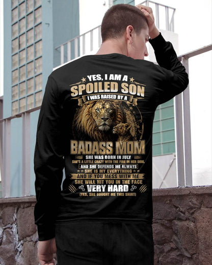 JULY BORN BADASS MOM – SPOILED SON LION T-SHIRT - FROM MOM - TLEE07 (SKU2605-285-07)