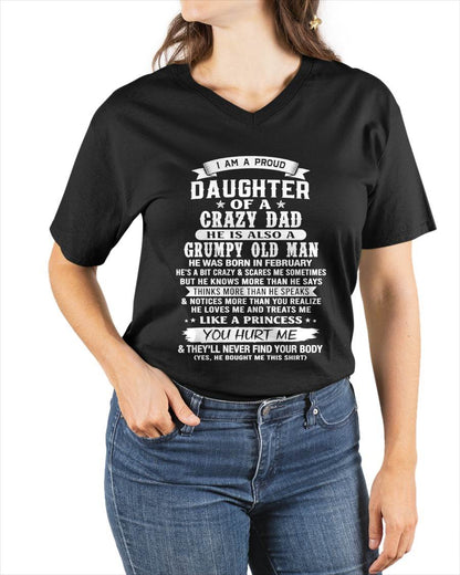 FEBRUARY CRAZY DAD PROUD DAUGHTER SHIRT - FROM DAD - TLEE02 (SKU2607-221-02)