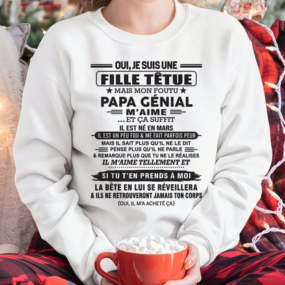 MARS - Oui, je suis une fille têtue – T-shirt | Cadeau d’anniversaire de papa pour sa fille - TLEE03 / fr03 (SKU12-214-03)