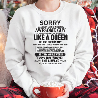 May - Sorry I am already taken by a freaking awesome guy - Gift for Wife From Husband - TLEE05 (SKU08-25-05)