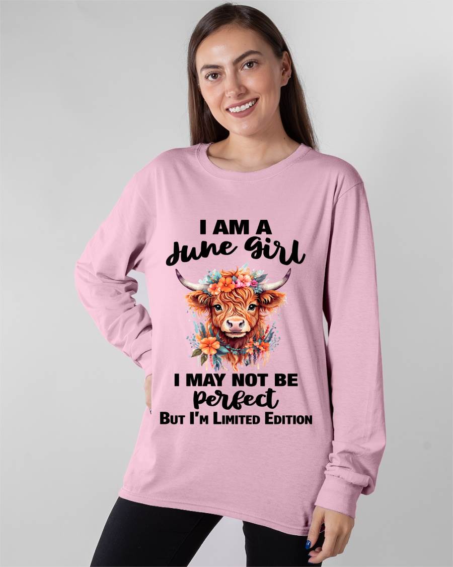 JUNE GIRL FLORAL HIGHLAND COW TEE - FOR WOMEN - TLEE06 (SKU2607-278-06)