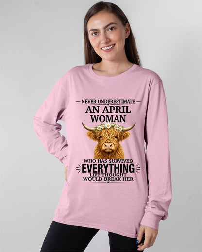 APRIL WOMAN HIGHLAND COW SHIRT - FOR WOMEN - TLEE04 (SKU2606-158-04)
