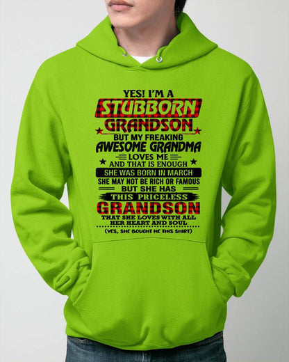 MARCH - STUBBORN GRANDSON GRANDMA SHIRT - FROM GRANDMA - TLEE03 (SKU2608-86-03)