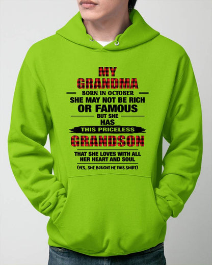 OCTOBER GRANDMA LOVES ME – PRICELESS GRANDSON GIFT- FROM GRANDMA - TLEE10 (SKU2604-260-10)