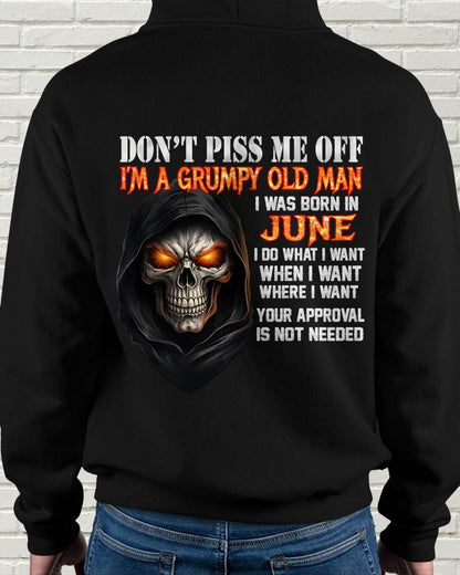 JUNE BORN GRUMPY OLD MAN SKULL T-SHIRT – FUNNY ATTITUDE SHIRT - FOR MAN - TLEE06 (SKU2603-323-06)