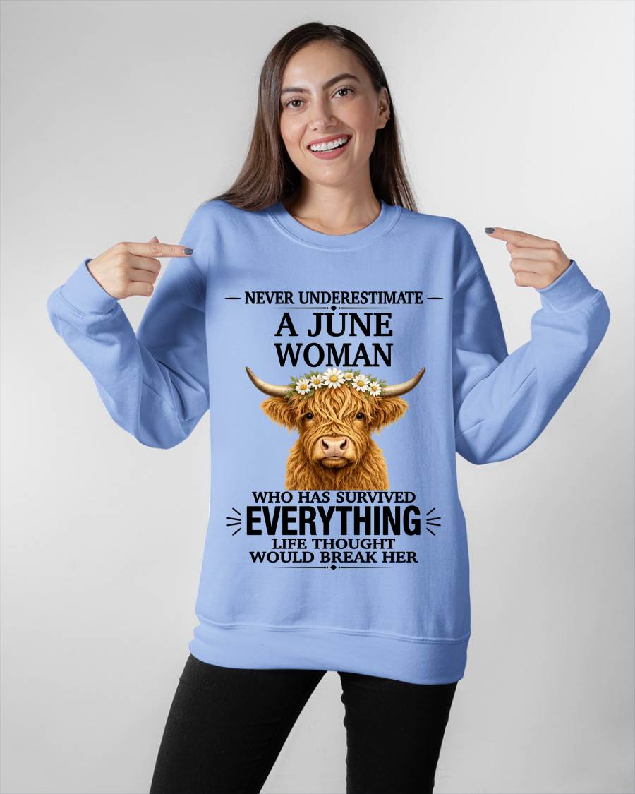JUNE WOMAN HIGHLAND COW SHIRT - FOR WOMEN - TLEE06 (SKU2606-158-06)