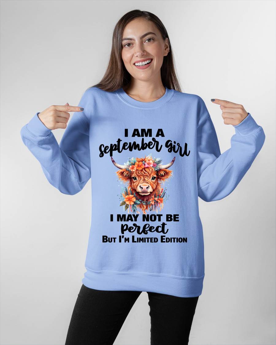 SEPTEMBER GIRL FLORAL HIGHLAND COW TEE - FOR WOMEN - TLEE09 (SKU2607-278-09)