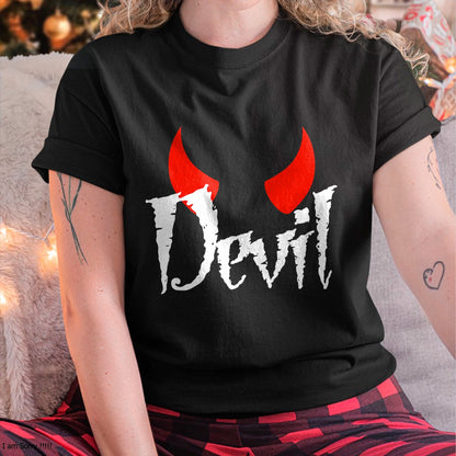 Hallowen Shirts for Family, Funny hallowen shirts, Hallowen Unisex T-Shirt/Hoodie/Sweatshirt HLT00 - Devil Halloween Matching Couple Girlfriend T-Shirt