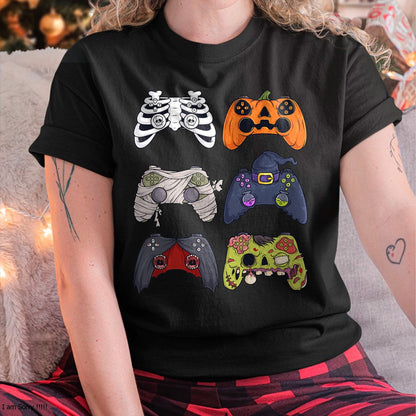 Hallowen Shirts for Family, Funny hallowen shirts, Hallowen Unisex T-Shirt/Hoodie/Sweatshirt HLT00 - Halloween Skeleton Zombie Gaming Controllers Mummy Boys Kids T-Shirt
