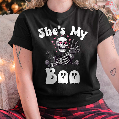 Hallowen Shirts for Family, Funny hallowen shirts, Hallowen Unisex T-Shirt/Hoodie/Sweatshirt HLT00 - She's My Boo Matching Halloween Pajama Couples He's My Boo T-Shirt