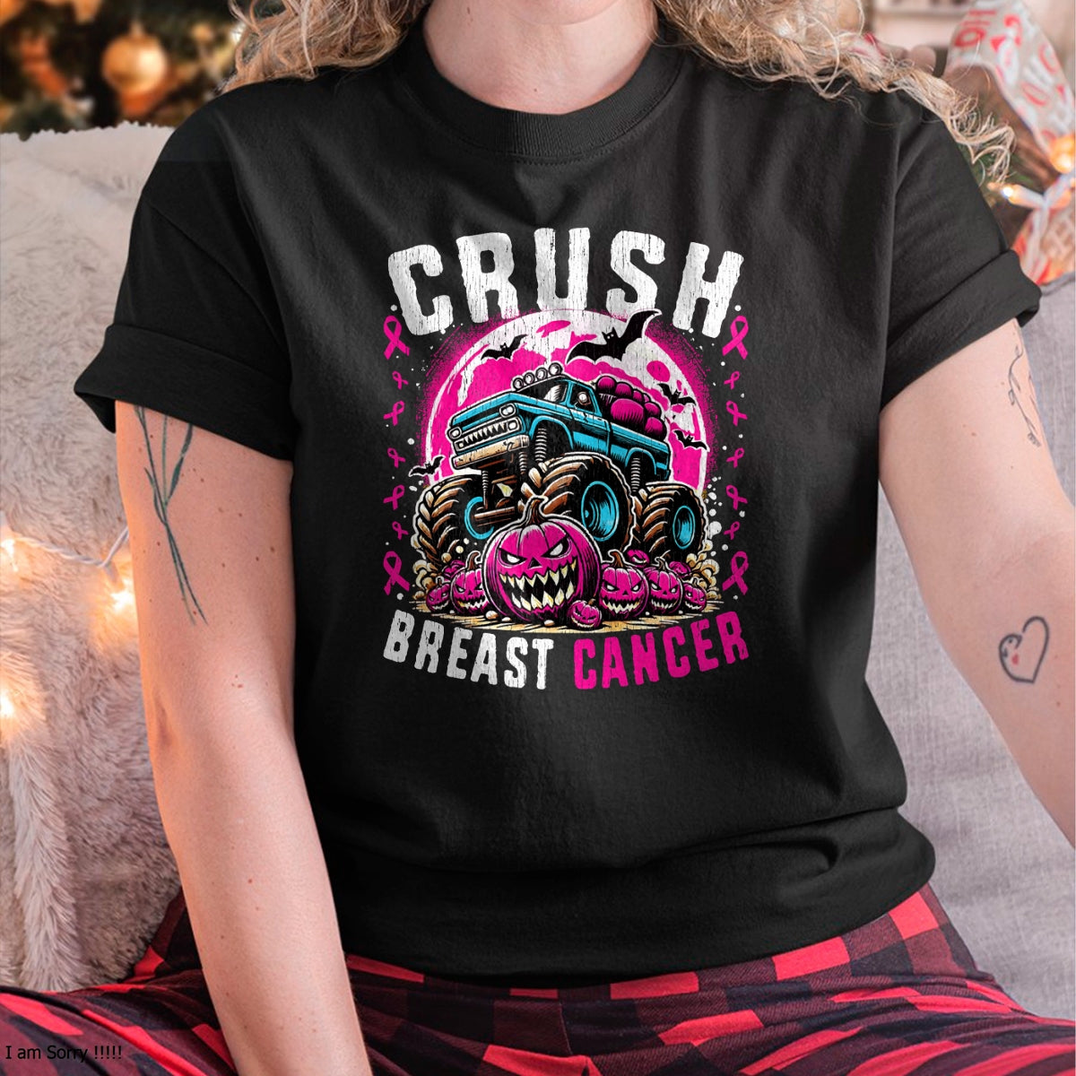 Hallowen Shirts for Family, Funny hallowen shirts, Hallowen Unisex T-Shirt/Hoodie/Sweatshirt HLT00 - Breast Cancer Awareness Monster Truck Halloween Kids Toddler T-Shirt