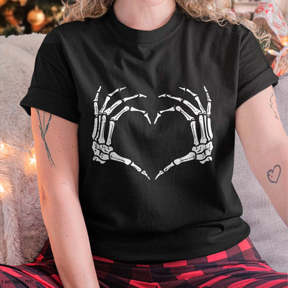 Hallowen Shirts for Family, Funny hallowen shirts, Hallowen Unisex T-Shirt/Hoodie/Sweatshirt HLT00 - Skeleton Hands Heart Sign Retro Halloween Costume Women Girl T-Shirt