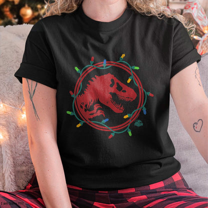 Christmas Shirts for Family, Funny christmas shirts, Christmas Unisex T-Shirt/Hoodie/Sweatshirt HLT00 - Jurassic World T-Rex Christmas Lights T-Shirt