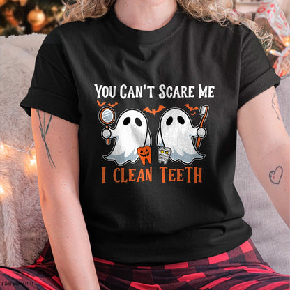 Hallowen Shirts for Family, Funny hallowen shirts, Hallowen Unisex T-Shirt/Hoodie/Sweatshirt HLT00 - Womens You Can't Scare Me I Clean Teeth Dental Hygienist Halloween V-Neck T-Shirt
