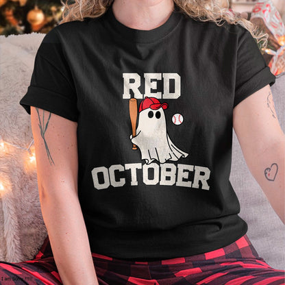 Hallowen Shirts for Family, Funny hallowen shirts, Hallowen Unisex T-Shirt/Hoodie/Sweatshirt HLT00 - Red October Halloween Ghost Playing Baseball Funny Baseball T-Shirt