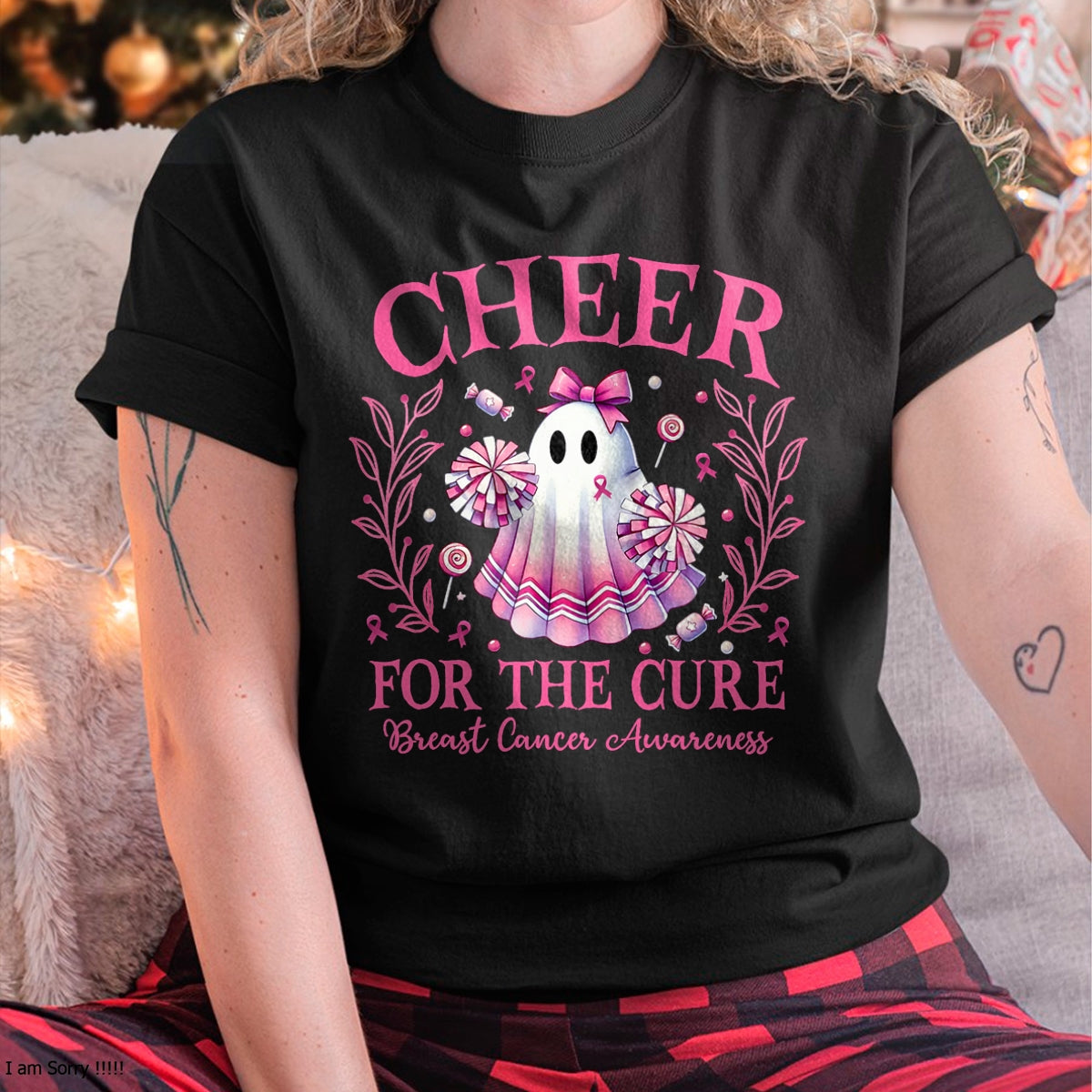 Hallowen Shirts for Family, Funny hallowen shirts, Hallowen Unisex T-Shirt/Hoodie/Sweatshirt HLT00 - Cheer for the Cure Breast Cancer Awareness Halloween Ghost T-Shirt