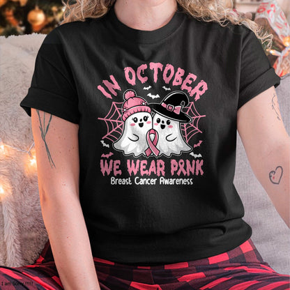 Hallowen Shirts for Family, Funny hallowen shirts, Hallowen Unisex T-Shirt/Hoodie/Sweatshirt HLT00 - Breast Cancer Women Shirts Halloween In October We Wear Pink T-Shirt