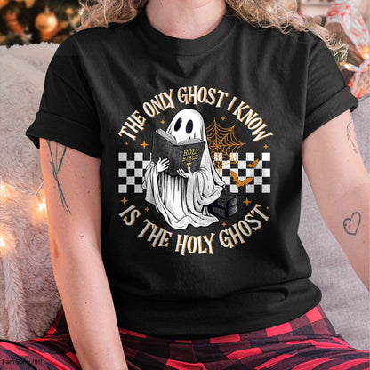 Hallowen Shirts for Family, Funny hallowen shirts, Hallowen Unisex T-Shirt/Hoodie/Sweatshirt HLT00 - The Only Ghost I Know Is The Holy Ghost Boo Bible Halloween Long Sleeve T-Shirt