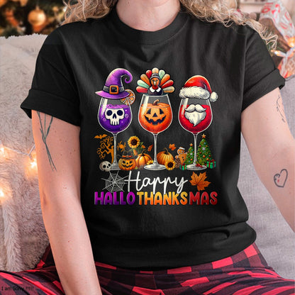 Hallowen Shirts for Family, Funny hallowen shirts, Hallowen Unisex T-Shirt/Hoodie/Sweatshirt HLT00 - Happy Hallothanksmas Halloween Thanksgiving Christmas T-Shirt