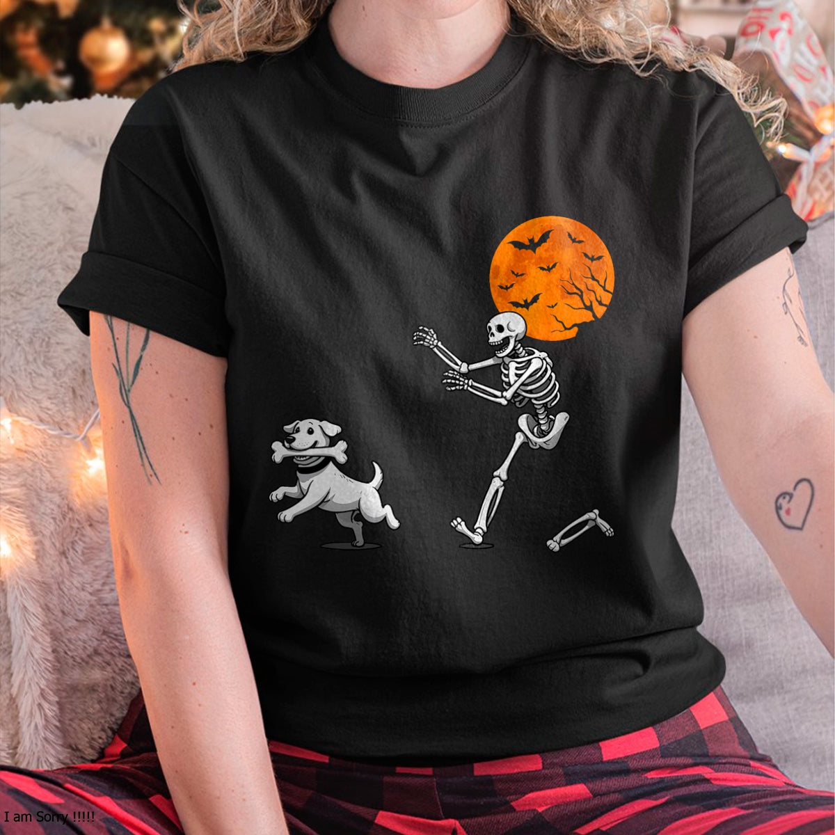 Hallowen Shirts for Family, Funny hallowen shirts, Hallowen Unisex T-Shirt/Hoodie/Sweatshirt HLT00 - Funny Spooky Humor Halloween Skeleton Chasing Dog T-Shirt