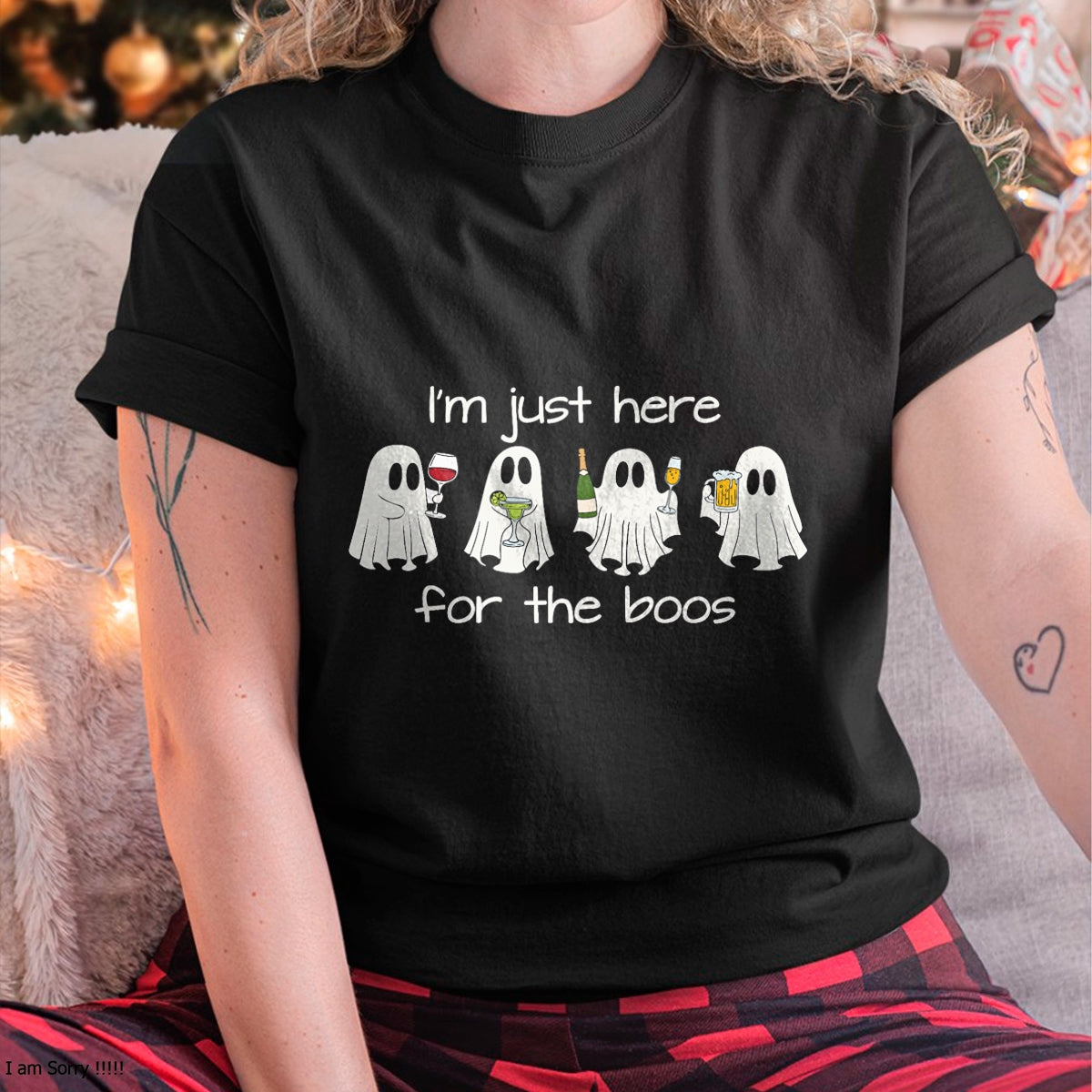 Hallowen Shirts for Family, Funny hallowen shirts, Hallowen Unisex T-Shirt/Hoodie/Sweatshirt HLT00 - I'm Just Here For The Boos Funny Halloween Ghost Mens Womens T-Shirt
