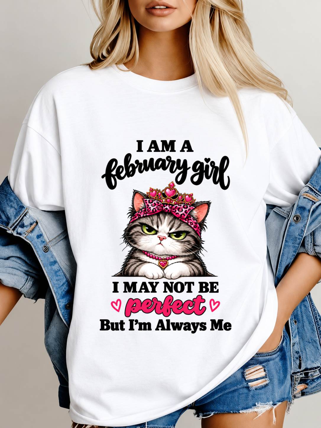 FEBRUARY GIRL CAT SHIRT – ALWAYS ME - FOR WOMEN - TLEE02 (SKU2610-100-02)