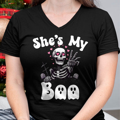 Hallowen Shirts for Family, Funny hallowen shirts, Hallowen Unisex T-Shirt/Hoodie/Sweatshirt HLT00 - She's My Boo Matching Halloween Pajama Couples He's My Boo T-Shirt