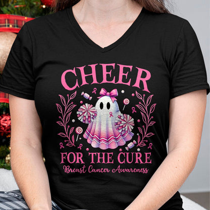 Hallowen Shirts for Family, Funny hallowen shirts, Hallowen Unisex T-Shirt/Hoodie/Sweatshirt HLT00 - Cheer for the Cure Breast Cancer Awareness Halloween Ghost T-Shirt