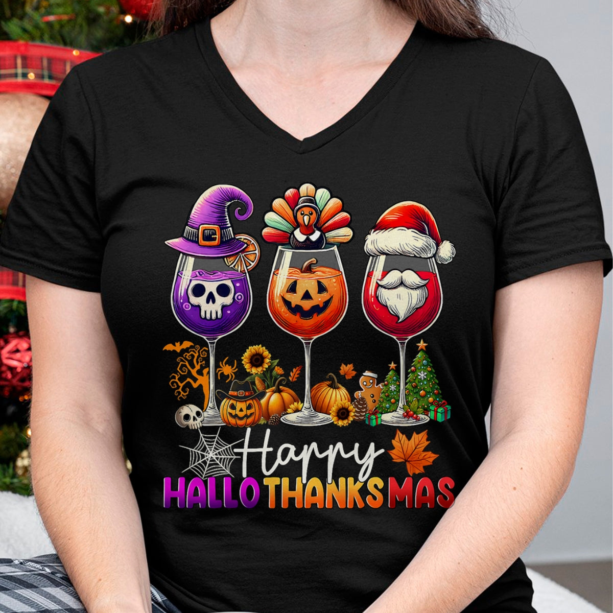Hallowen Shirts for Family, Funny hallowen shirts, Hallowen Unisex T-Shirt/Hoodie/Sweatshirt HLT00 - Happy Hallothanksmas Halloween Thanksgiving Christmas T-Shirt