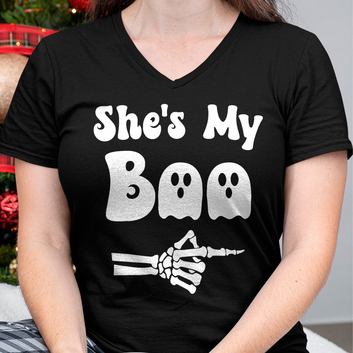 Hallowen Shirts for Family, Funny hallowen shirts, Hallowen Unisex T-Shirt/Hoodie/Sweatshirt HLT00 - She’s My Boo Skeleton Couples Matching Couple Halloween T-Shirt