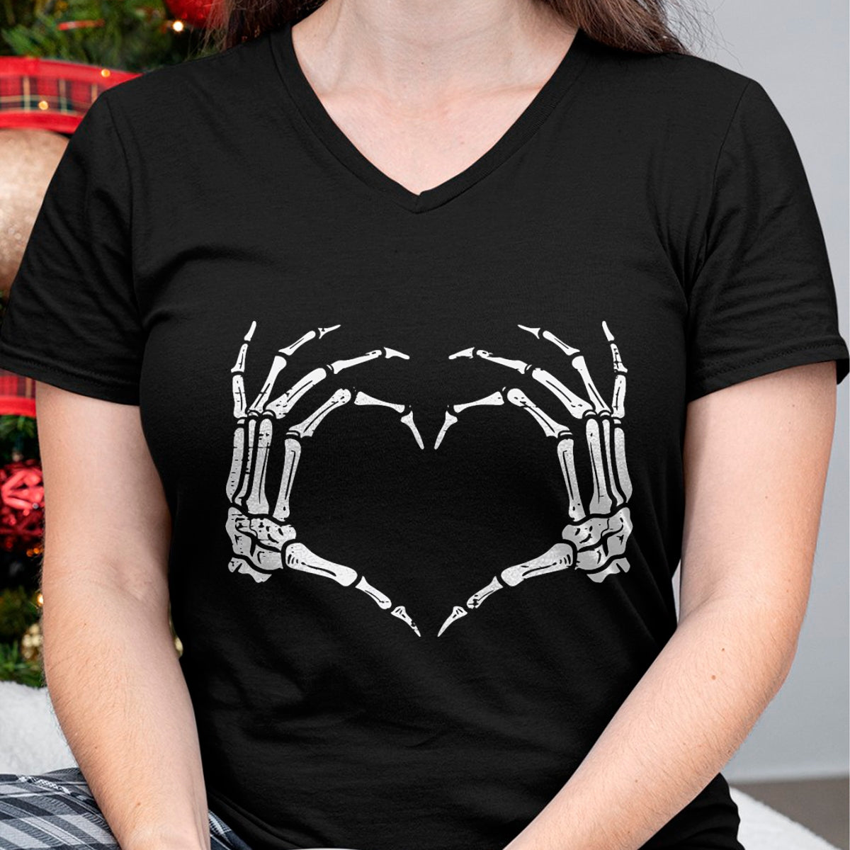Hallowen Shirts for Family, Funny hallowen shirts, Hallowen Unisex T-Shirt/Hoodie/Sweatshirt HLT00 - Skeleton Hands Heart Sign Retro Halloween Costume Women Girl T-Shirt