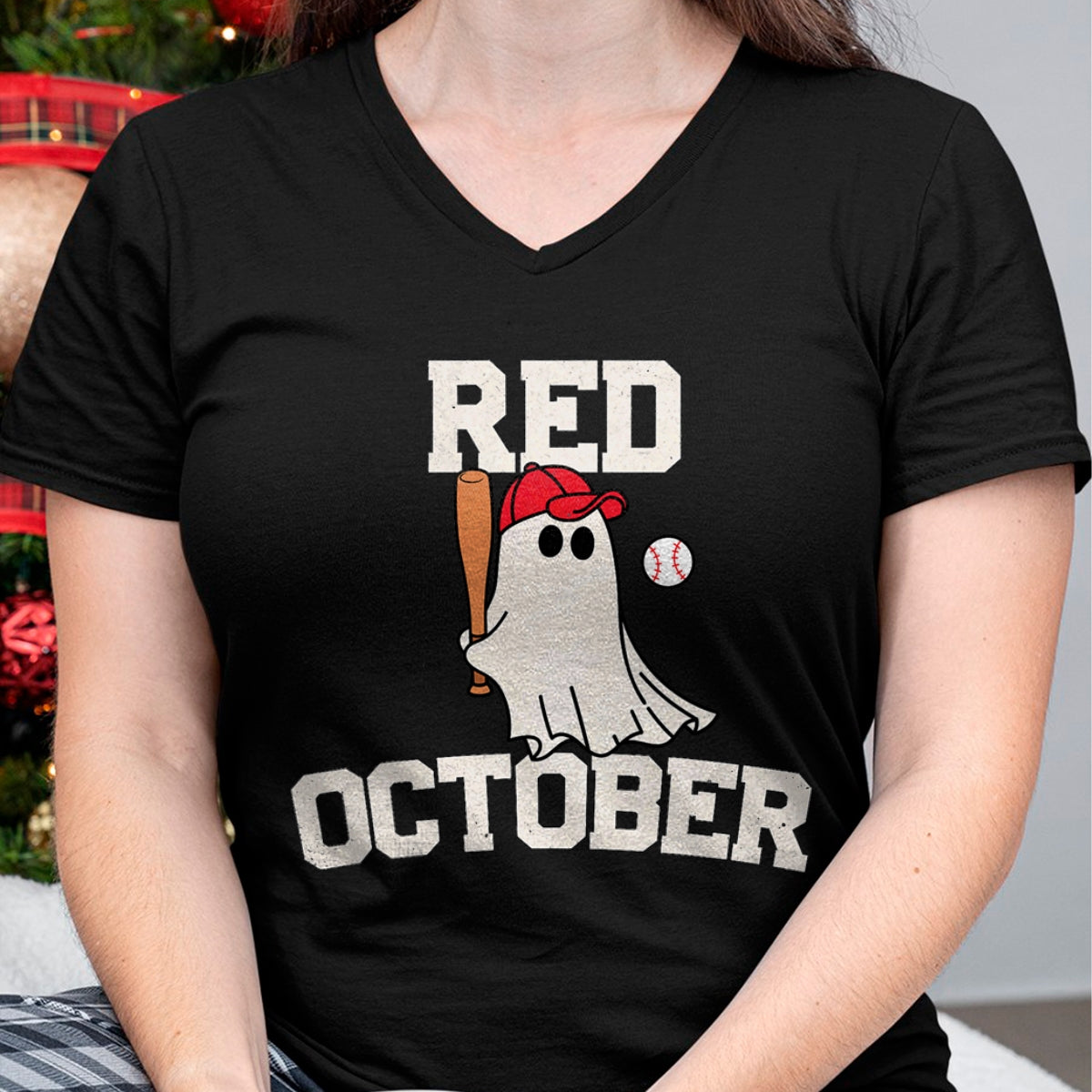 Hallowen Shirts for Family, Funny hallowen shirts, Hallowen Unisex T-Shirt/Hoodie/Sweatshirt HLT00 - Red October Halloween Ghost Playing Baseball Funny Baseball T-Shirt