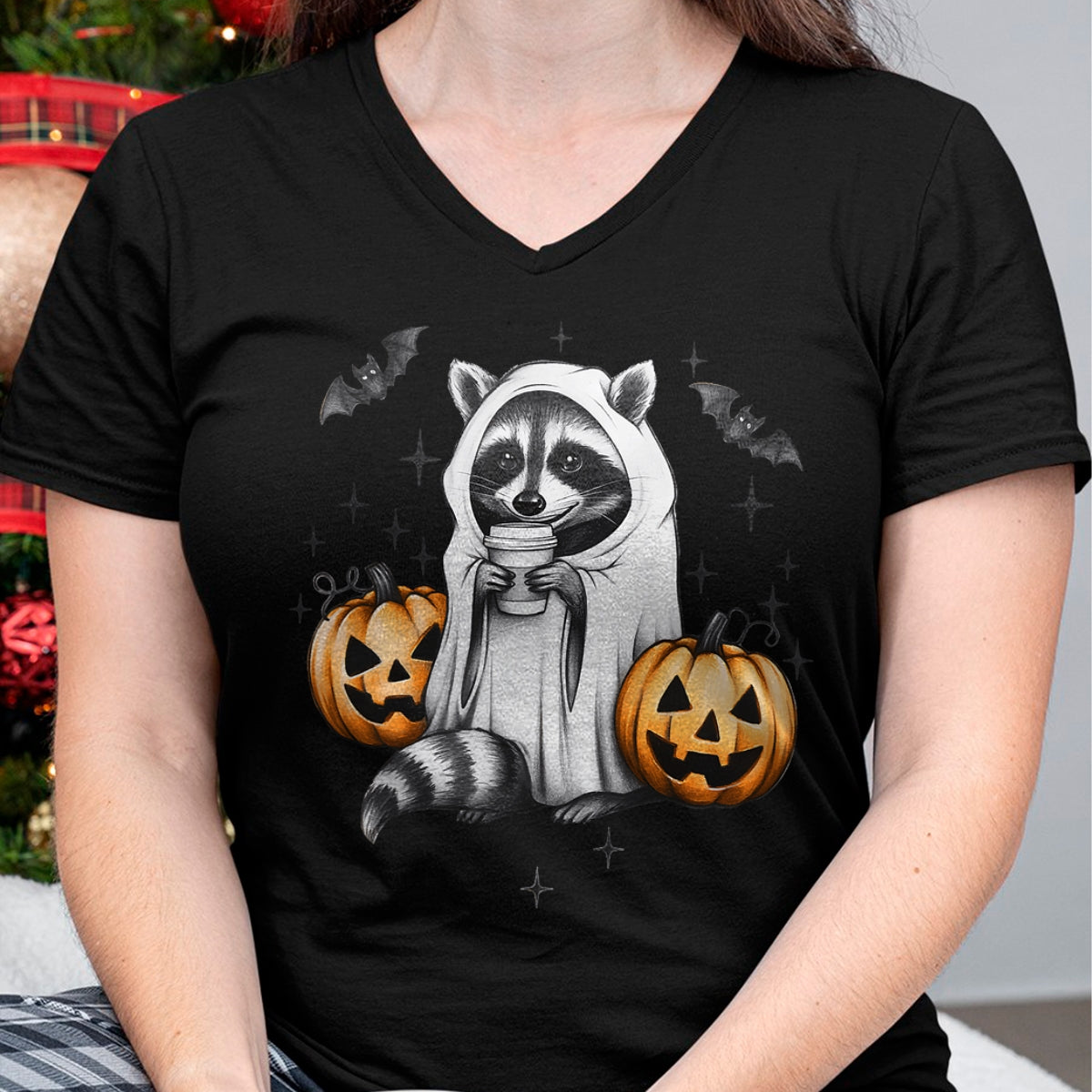 Hallowen Shirts for Family, Funny hallowen shirts, Hallowen Unisex T-Shirt/Hoodie/Sweatshirt HLT00 - Cute Ghost Raccoon Pumpkin Halloween Raccoon T-Shirt