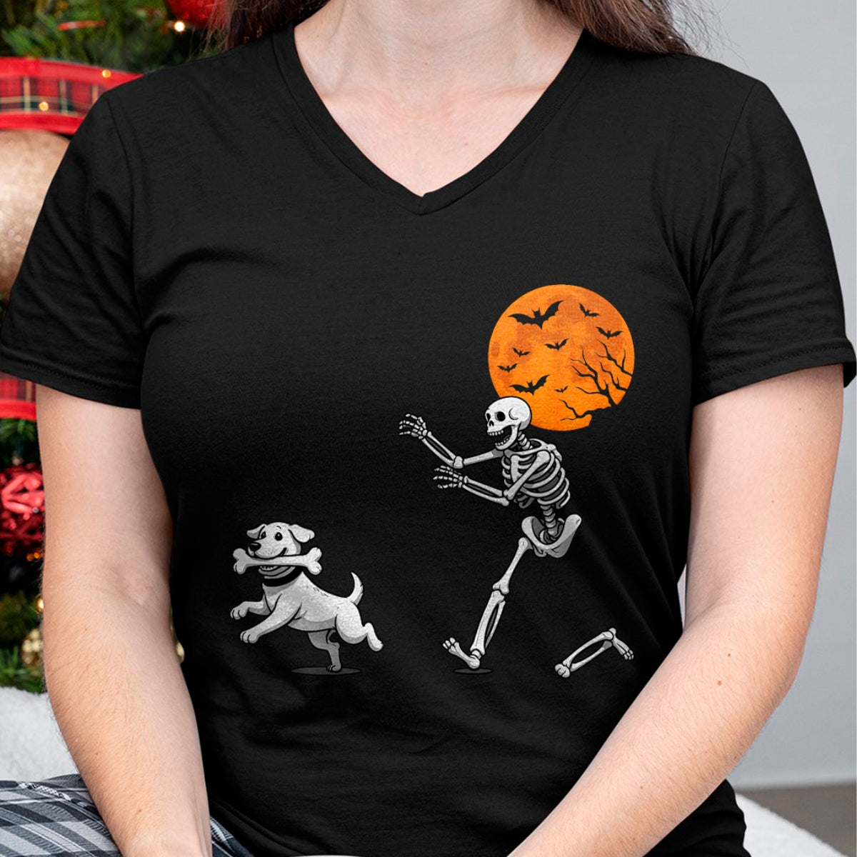 Hallowen Shirts for Family, Funny hallowen shirts, Hallowen Unisex T-Shirt/Hoodie/Sweatshirt HLT00 - Funny Spooky Humor Halloween Skeleton Chasing Dog T-Shirt