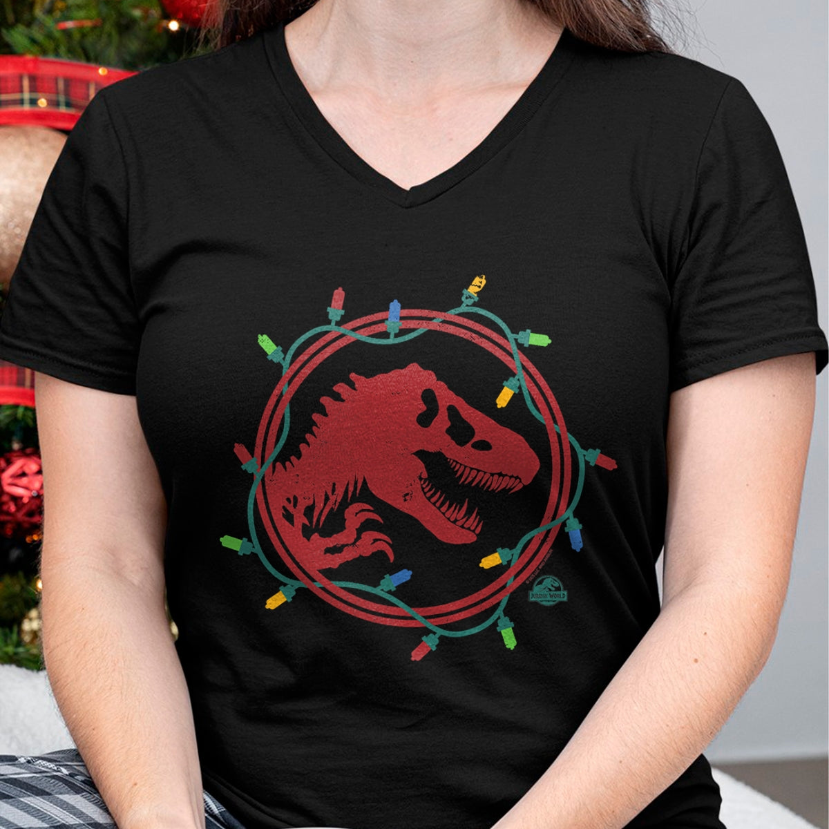 Christmas Shirts for Family, Funny christmas shirts, Christmas Unisex T-Shirt/Hoodie/Sweatshirt HLT00 - Jurassic World T-Rex Christmas Lights T-Shirt