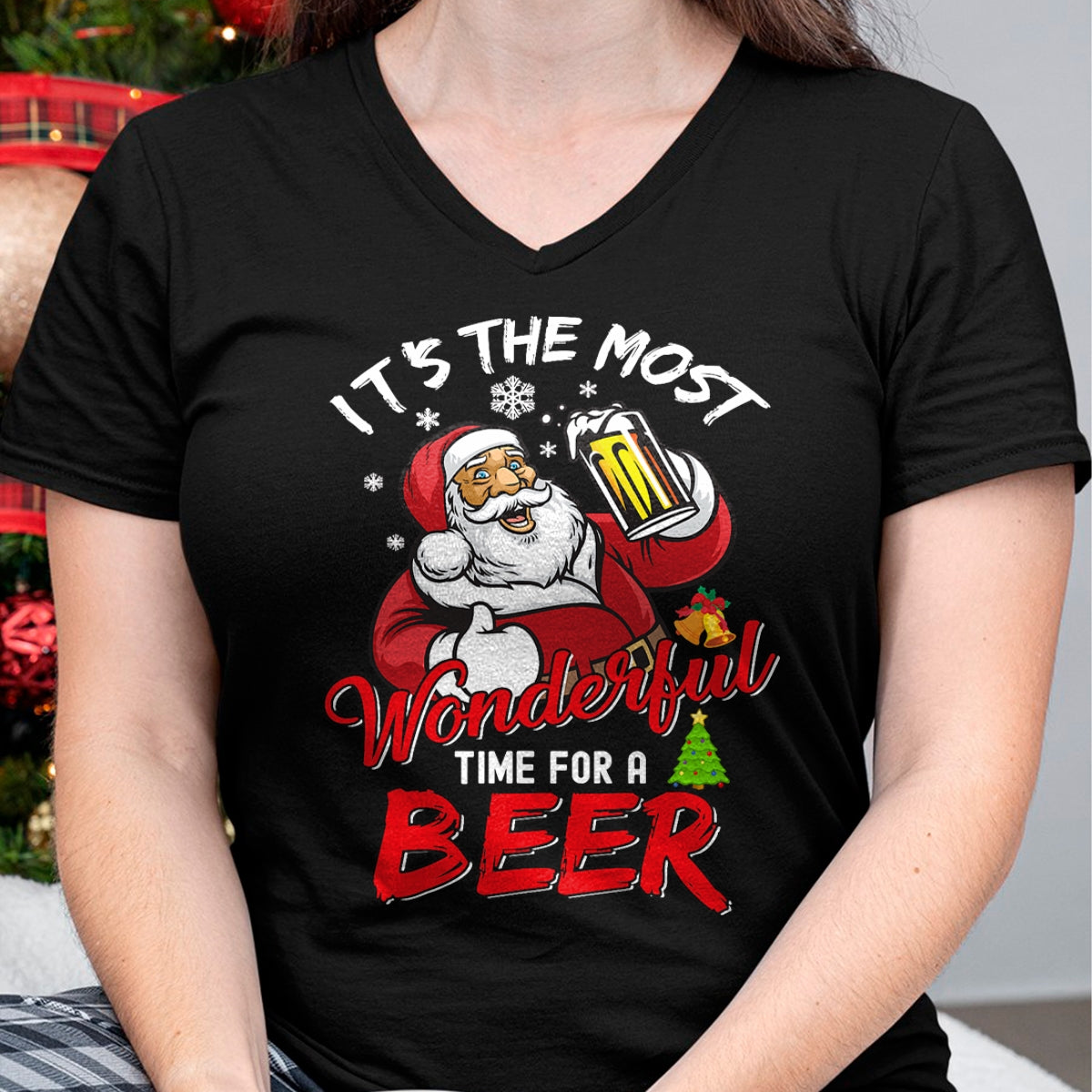 Christmas Shirts for Family, Funny christmas shirts, Christmas Unisex T-Shirt/Hoodie/Sweatshirt HLT00 - Funny Christmas Santa Claus Drinking Beer Wonderful Time T-Shirt