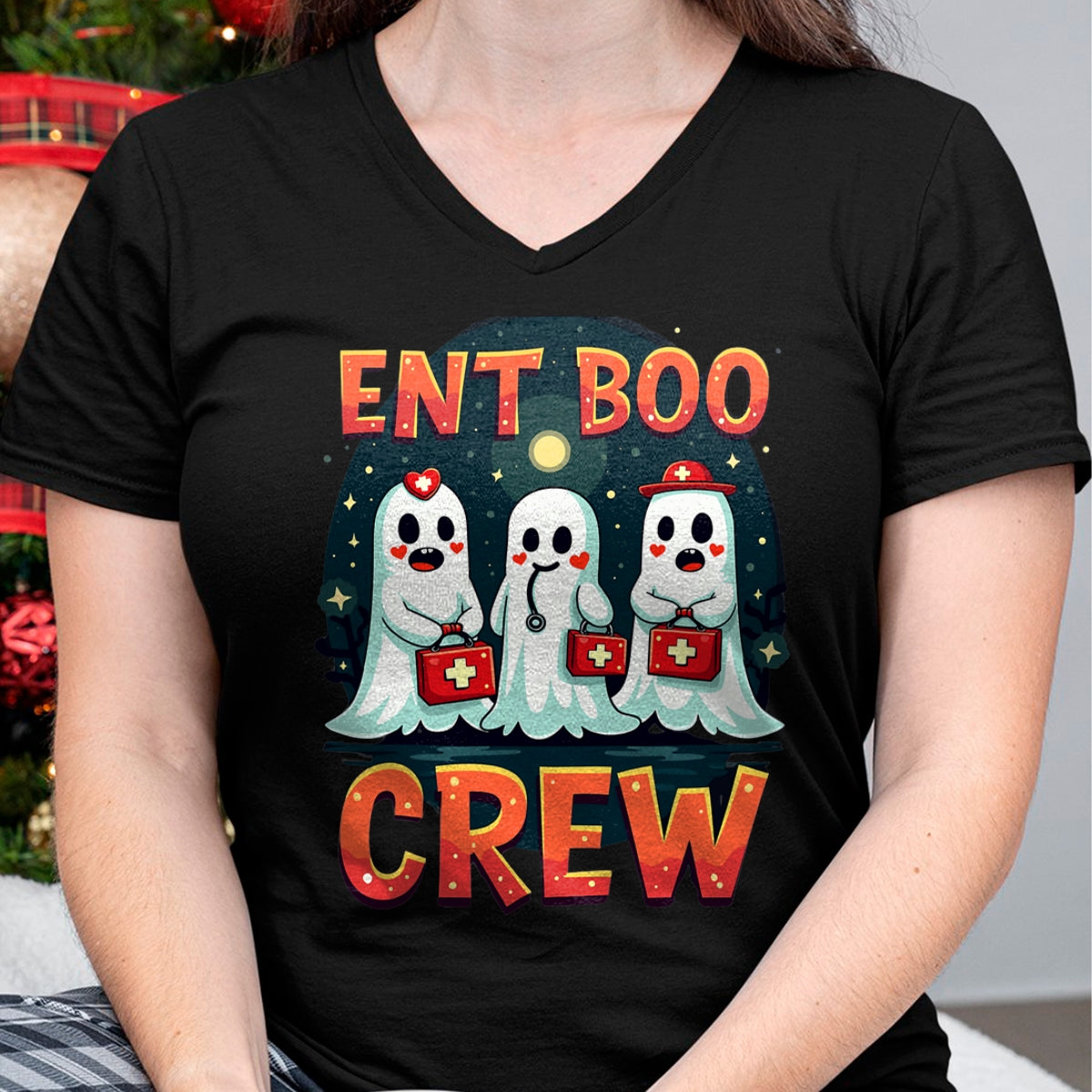 Hallowen Shirts for Family, Funny hallowen shirts, Hallowen Unisex T-Shirt/Hoodie/Sweatshirt HLT00 - Spooky Ent Boo Crew Halloween Ent Nurse Practitioner T-Shirt