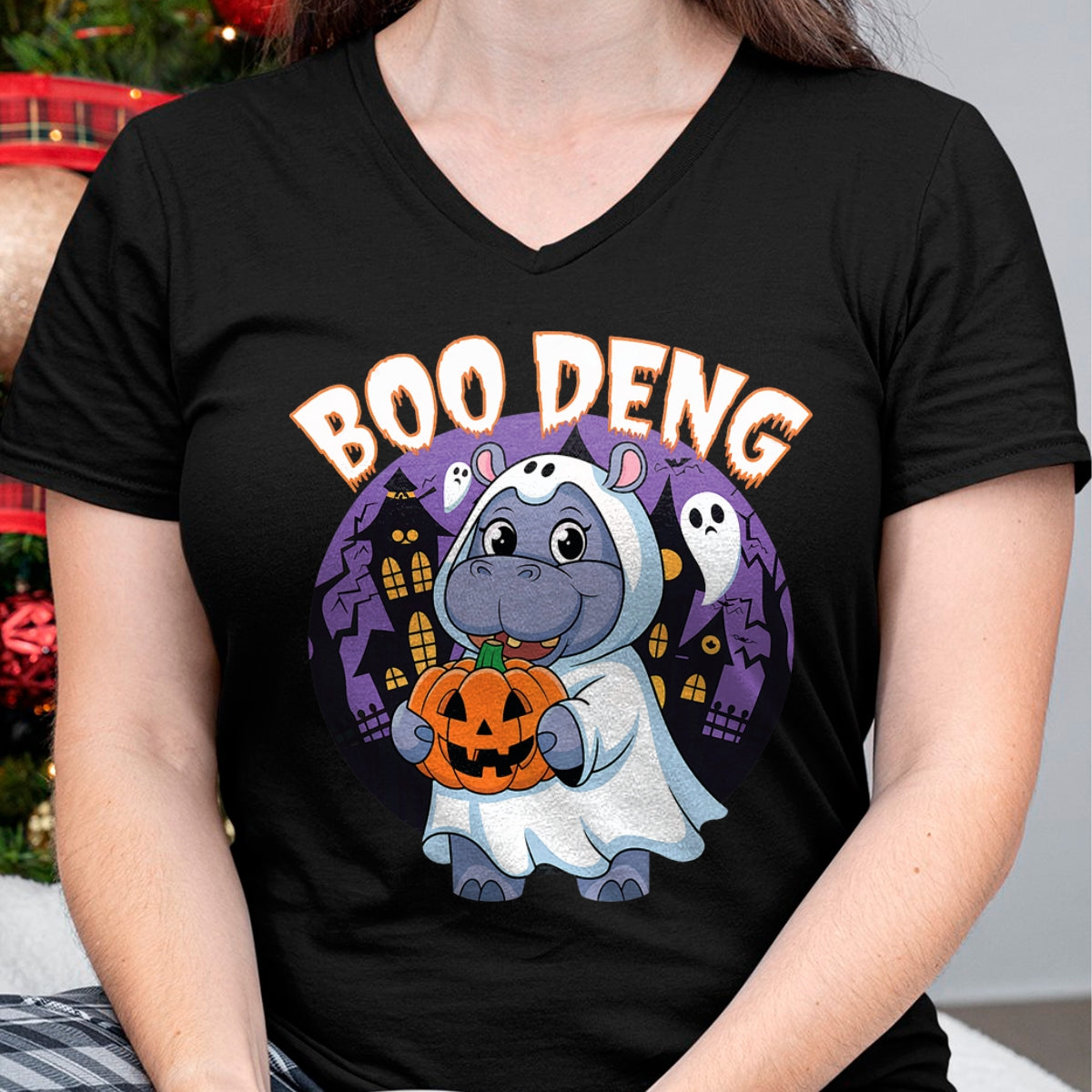 Hallowen Shirts for Family, Funny hallowen shirts, Hallowen Unisex T-Shirt/Hoodie/Sweatshirt HLT00 - Moo Deng Baby Hippo Boo Deng Long for Halloween Moo Deng T-Shirt