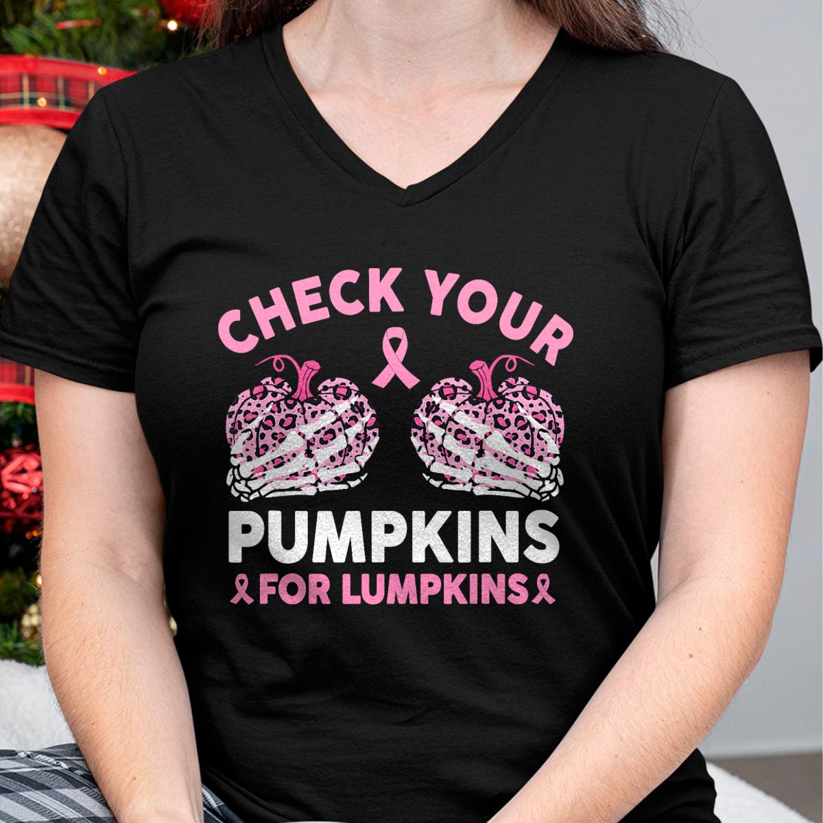 Hallowen Shirts for Family, Funny hallowen shirts, Hallowen Unisex T-Shirt/Hoodie/Sweatshirt HLT00 - Check Your Pumpkins Breast Cancer Awareness Halloween Women T-Shirt