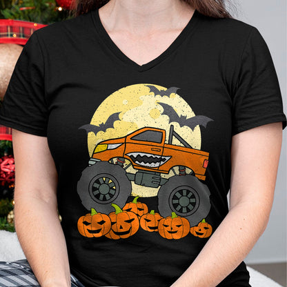 Hallowen Shirts for Family, Funny hallowen shirts, Hallowen Unisex T-Shirt/Hoodie/Sweatshirt HLT00 - Kids Monster Truck Halloween Jack O Lantern Moon Pumpkin Toddler T-Shirt