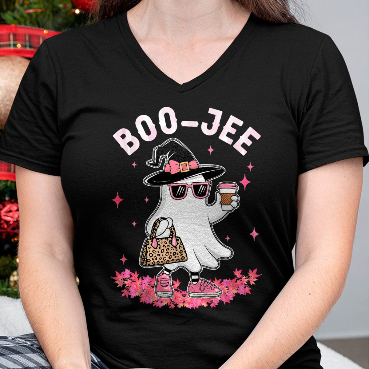 Hallowen Shirts for Family, Funny hallowen shirts, Hallowen Unisex T-Shirt/Hoodie/Sweatshirt HLT00 - Cute Boo Jee Ghost Halloween Leopard Ghost Coffee Womens T-Shirt