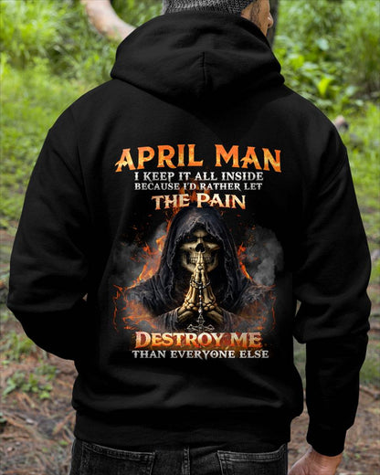 APRIL MAN SKULL SHIRT – I KEEP IT ALL INSIDE DARK GOTHIC T-SHIRT - FOR MAN - TLEE04 (SKU2604-136-04)