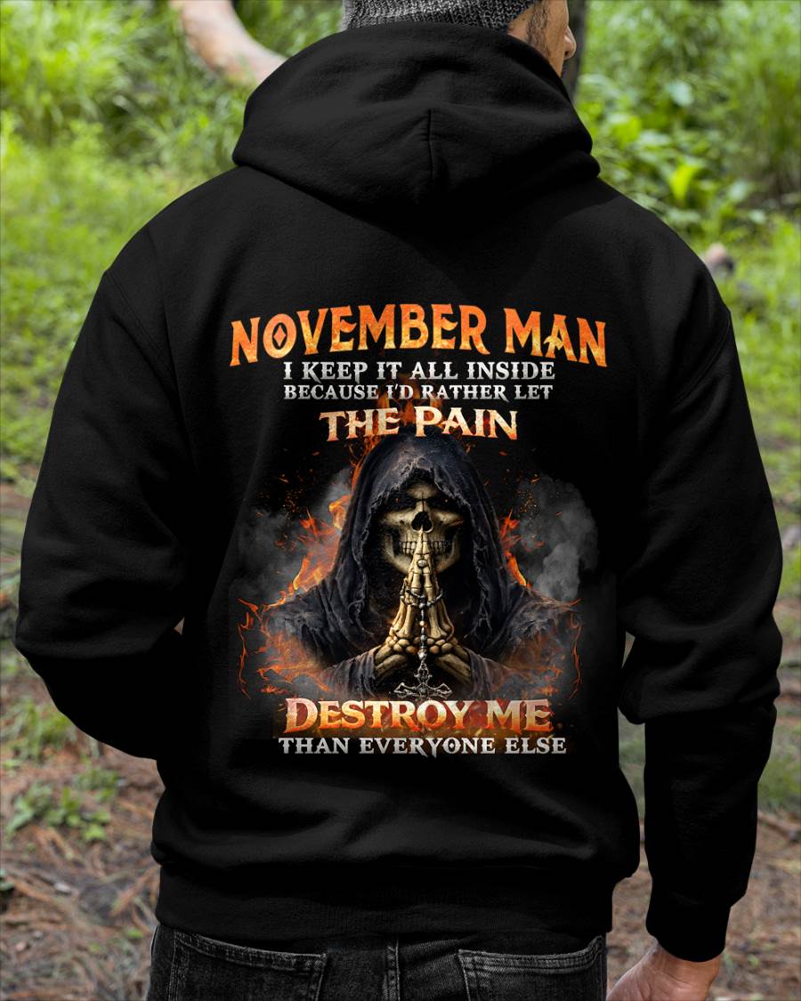 NOVEMBER MAN SKULL SHIRT – I KEEP IT ALL INSIDE DARK GOTHIC T-SHIRT - FOR MAN - TLEE11 (SKU2604-136-11)