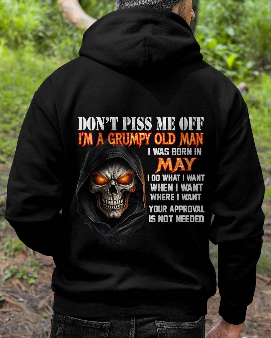 MAY BORN GRUMPY OLD MAN SKULL T-SHIRT – FUNNY ATTITUDE SHIRT - FOR MAN - TLEE05 (SKU2603-323-05)